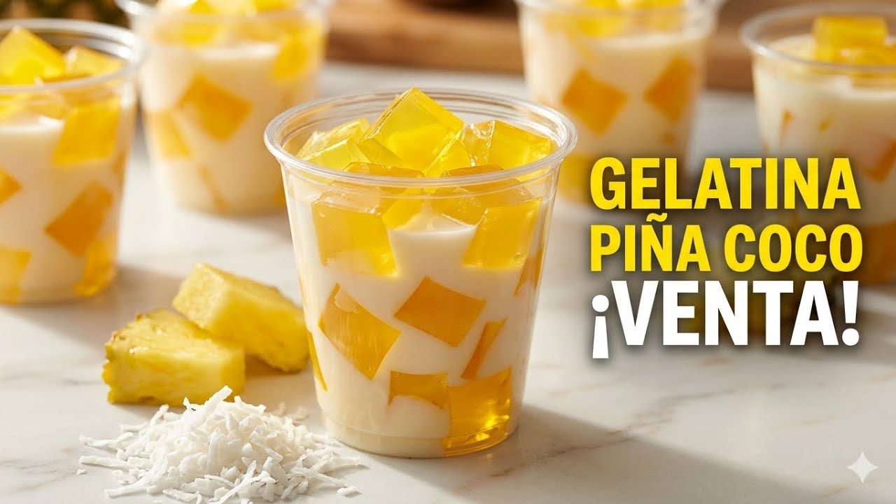 Gelatina de Mosaico Piña Coco #reposteandoconsarita