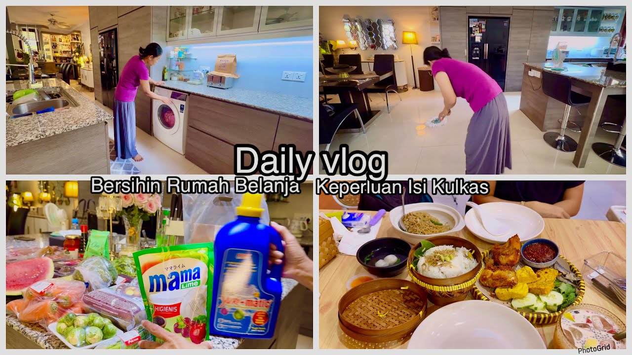 Daily vlog, Kegiatan Ibu Rumah Tangga di Rumah Minimalis, Bersih Bersih Rumah, Belanja mingguan 