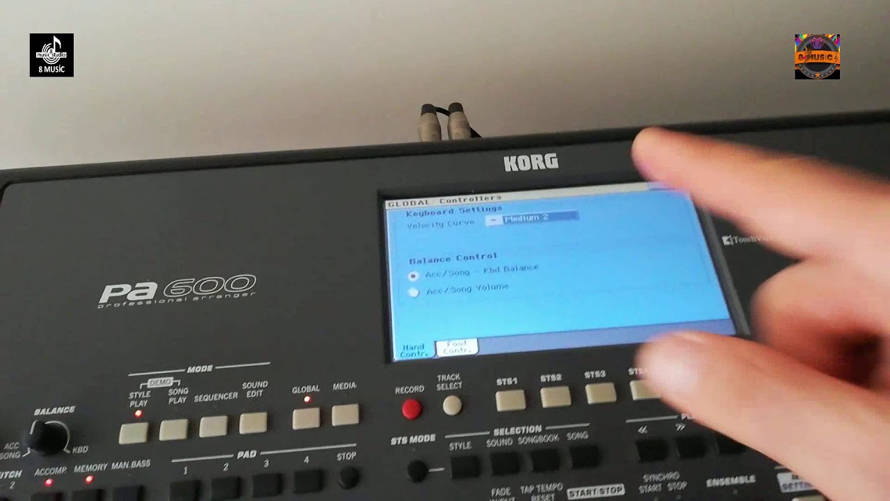 KORG PA600 GLOBAL MENU