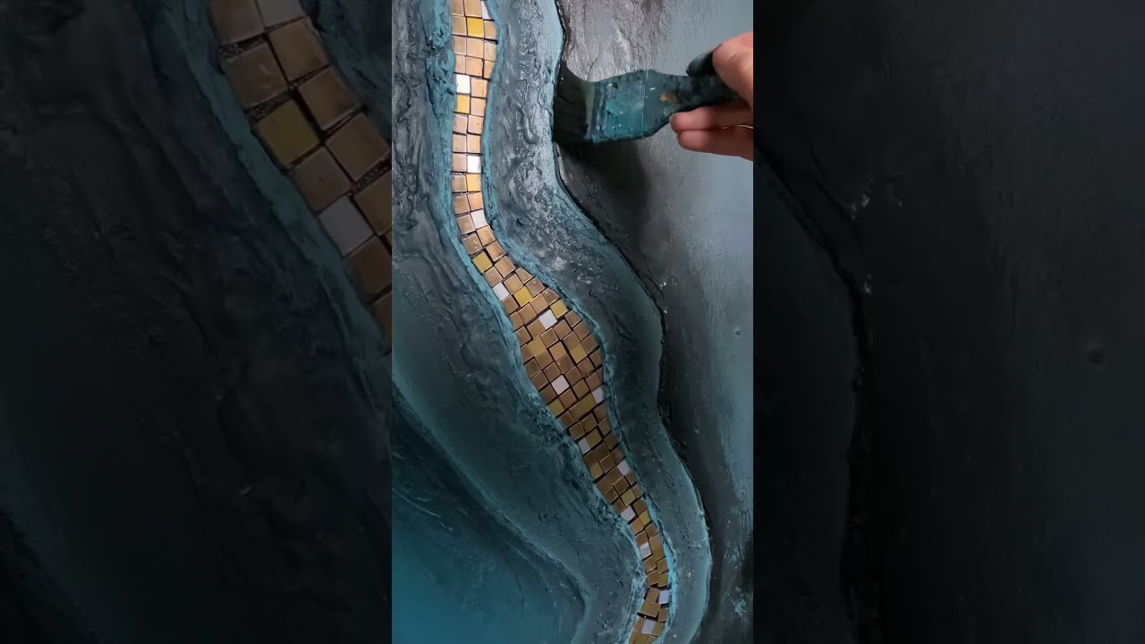 Process de création d'un abstrait mosaïque "trésors cachés"