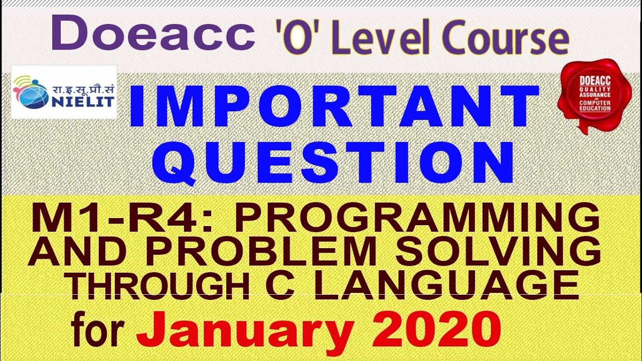 Important/selective Question | M3-R4: Programming & problem Solving through c language | O Level