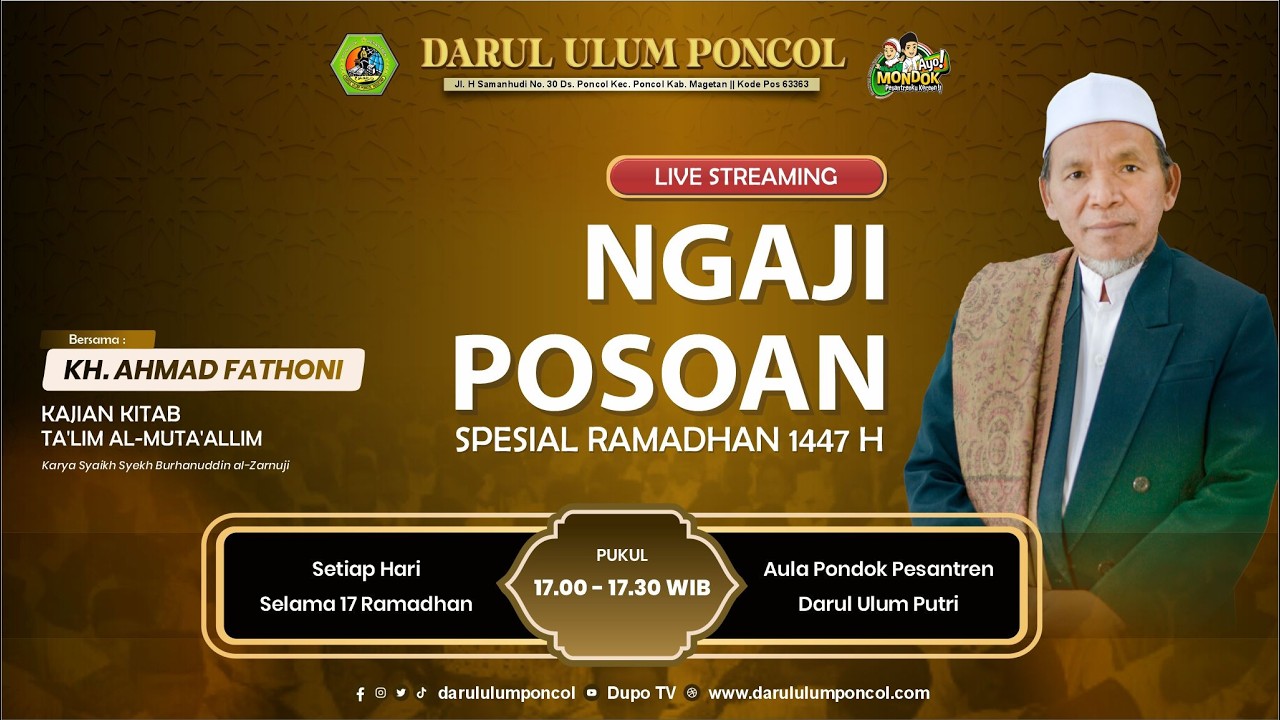 🔴 KAJIAN RAMADHAN KITAB TALIM MUTAALIM OLEH KH. AHMAD FATHONI