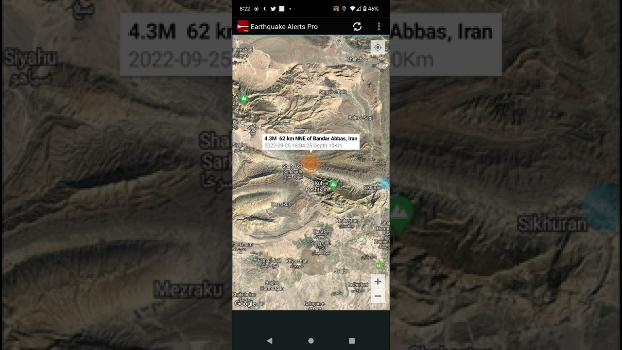 4.3 Earthquake Bandar Abbas, Iran 9-25-22