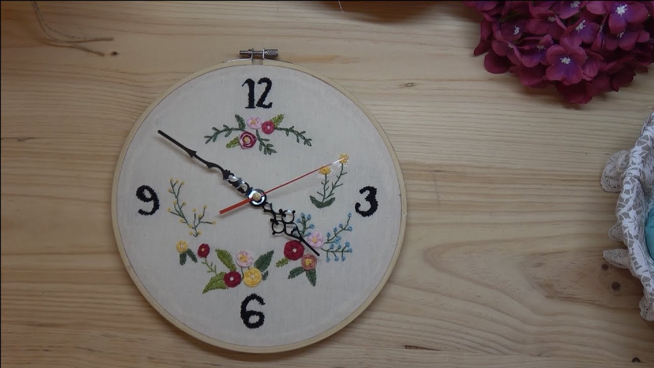 Tutorial Reloj Bordado con Bastidor para principiantes Patrones Gratis