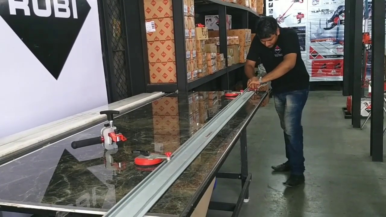 Cutting a 8'x4'x9mm Large Format Slim Tile on Rubi Slim Tile Cutting System