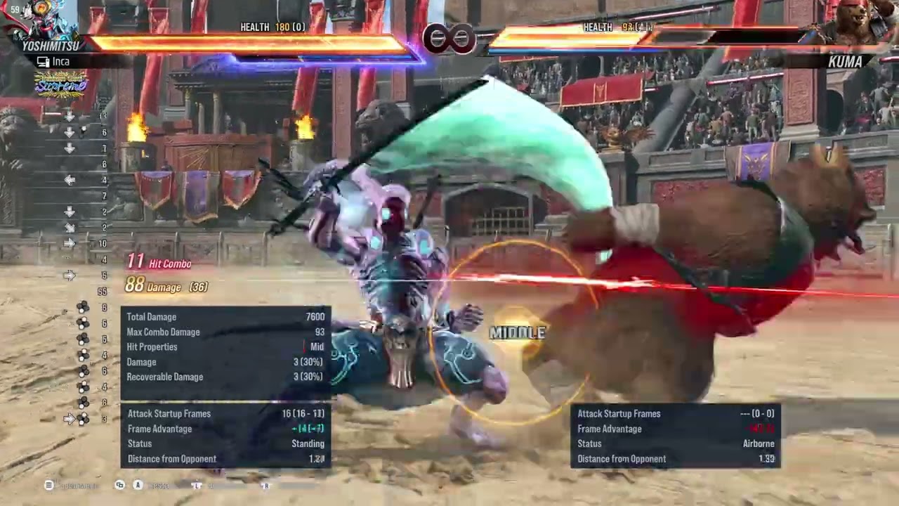 Shame nobody plays bears - Yoshimitsu reset to kill combo on Arena - Tekken 8