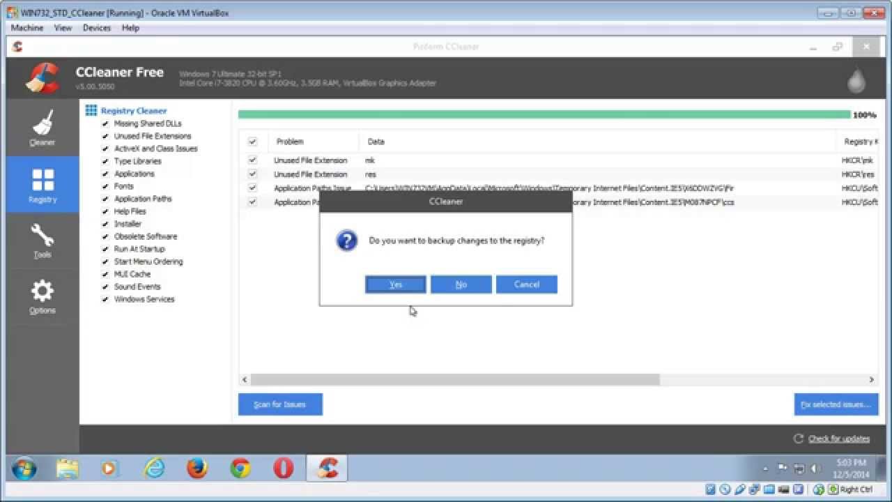 Optimal settings for CCleaner