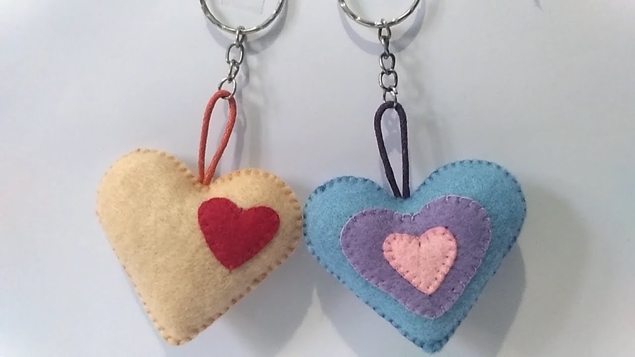 Cara Mudah Membuat Gantungan kunci Love Dari Kain Flanel | Easy Tutorial Heart Keychain