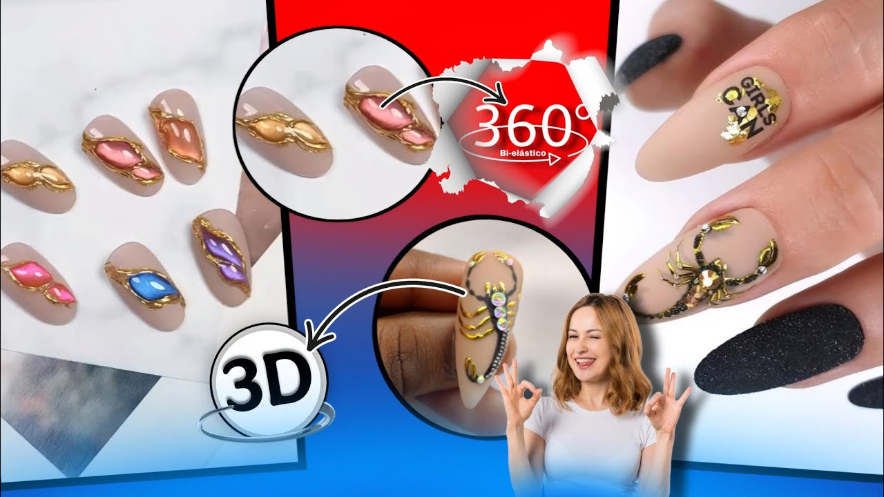3d nail design modelling gel chrome tutorial | Modelling gel 3d nail design easy | 3d nail designs