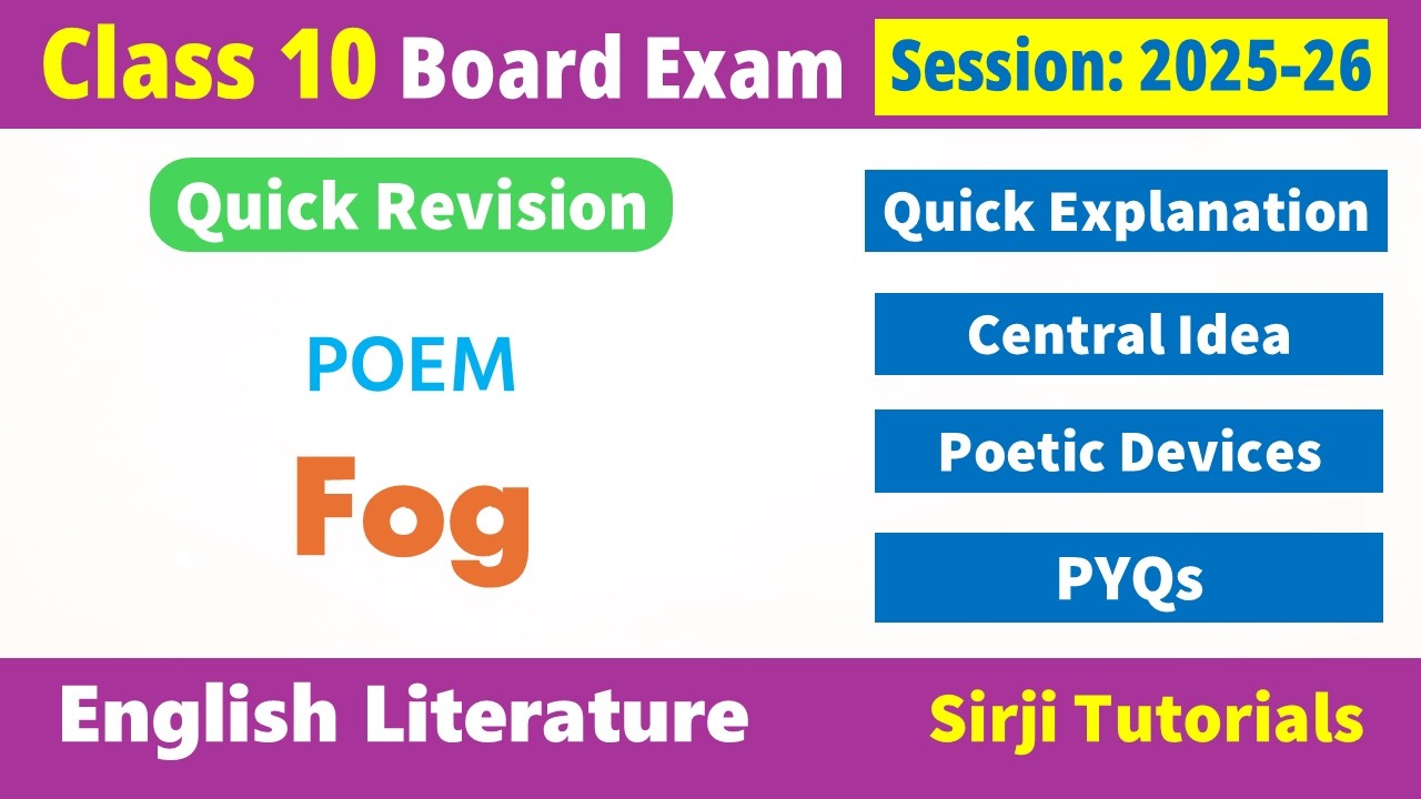 Fog Poem Class 10 English Quick  Exam Days Revision 2026 - PYQs, CBQs,  Poetic Devices