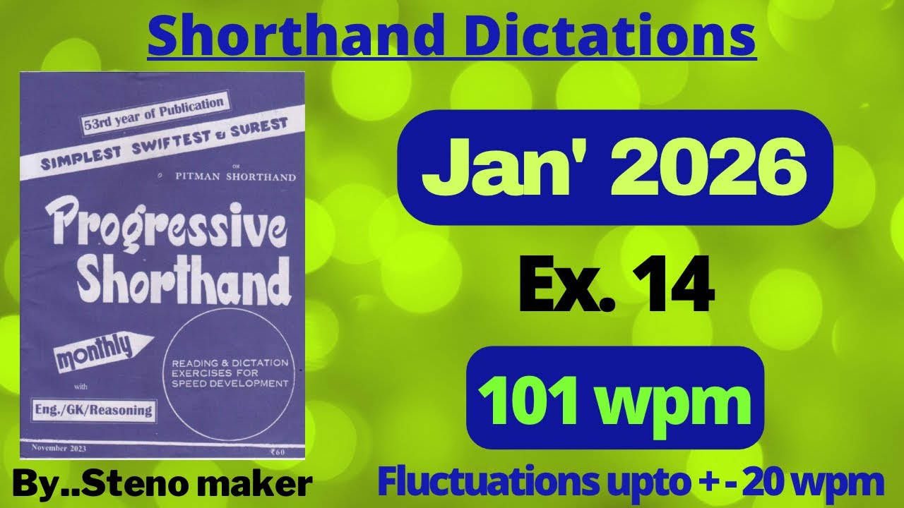 #14  #January 2026 Progressive magazine #101 wpm English shorthand dictation #SSC steno