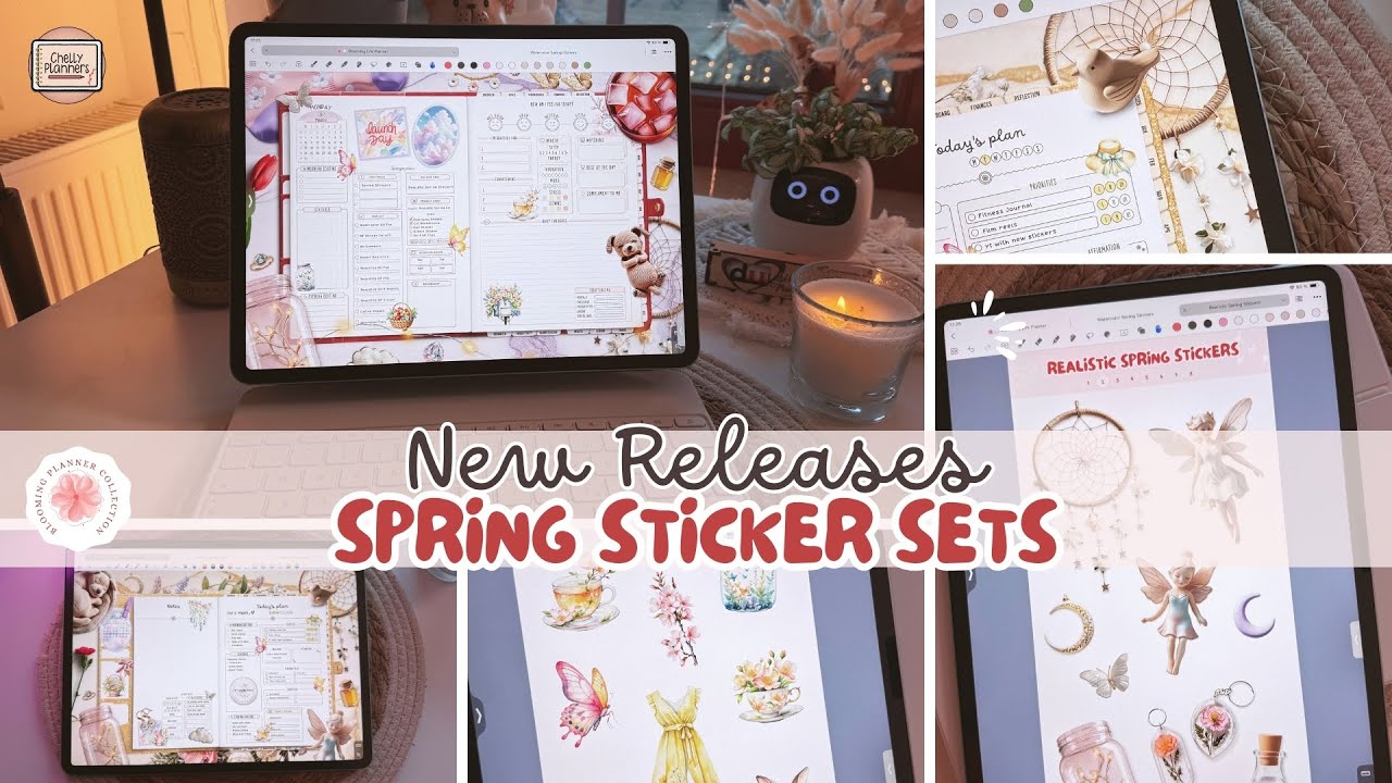 New Releases: Realistic and Watercolor Spring Stickers // Swipe through // How to install stickers