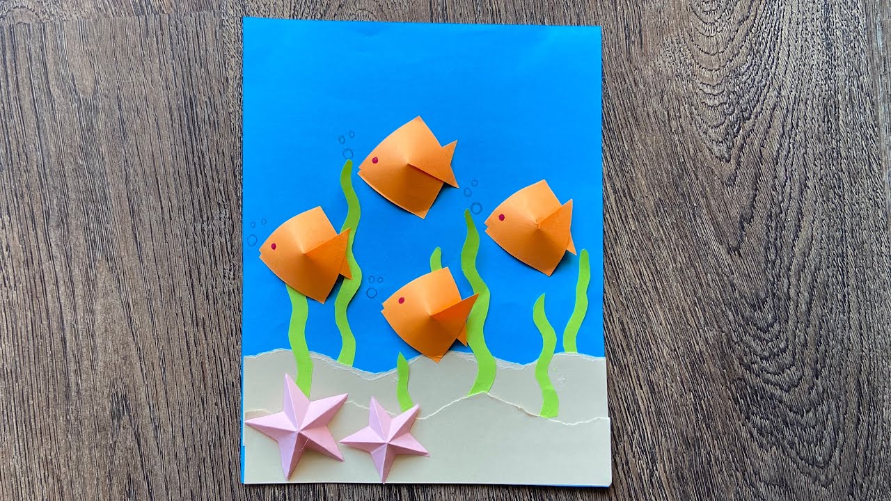 DIY 3D Paper Fish craft | Sea Animal Craft | How To Make fish with paper | Sea collage ideas