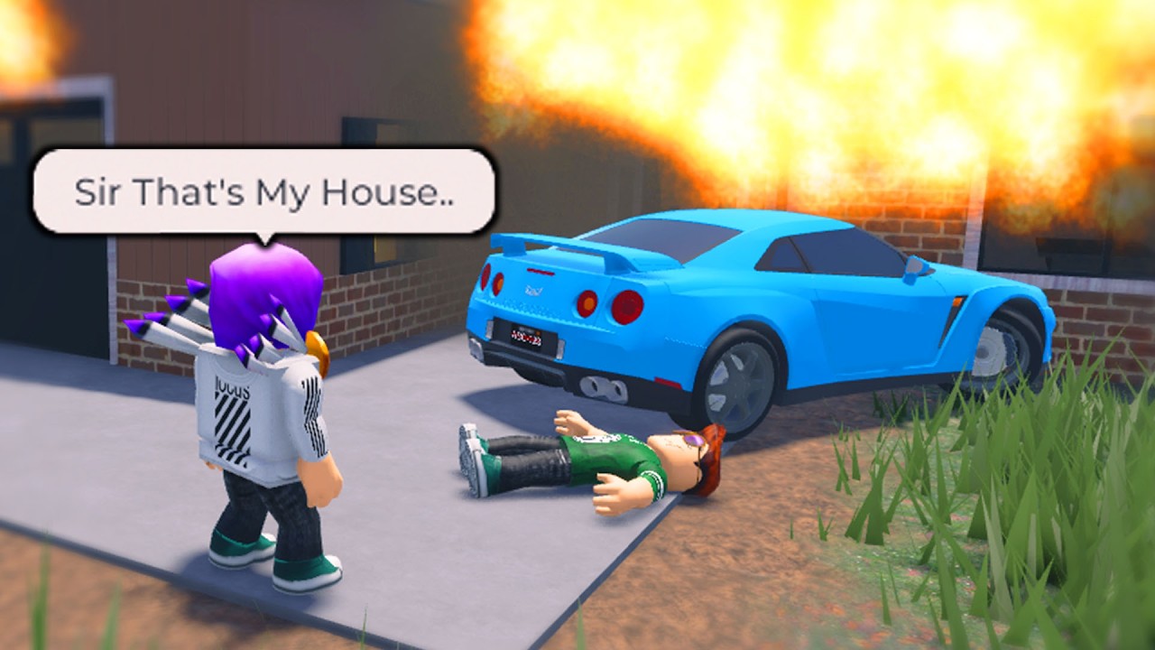 Ребенок въехал на машине в дом. Вызвали полицию! (Roblox)