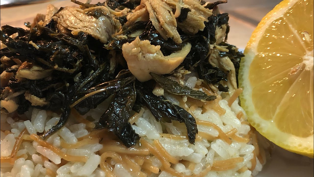 Млюхие с курицей. Арабская кухня.