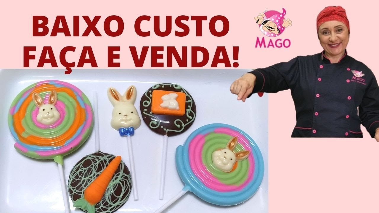 PIRULITOS DE CHOCOLATE DE BAIXO CUSTO PARA VENDA PÁSCOA 2021 (Aula Online Mago)