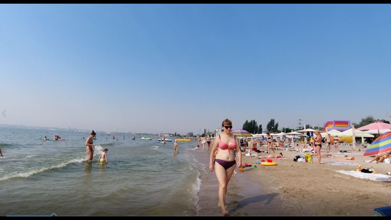 Ukraine Odesa Beach Walk. Black sea coastline walking. 11