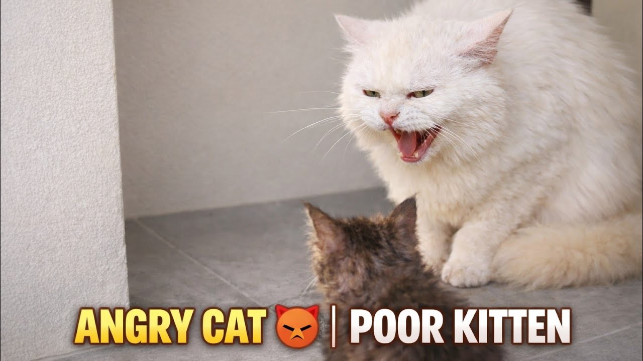 Angry Cat Misbehaves With Rescue Kitten… But Shows a Soft Corner for the Big Cat 😾💔