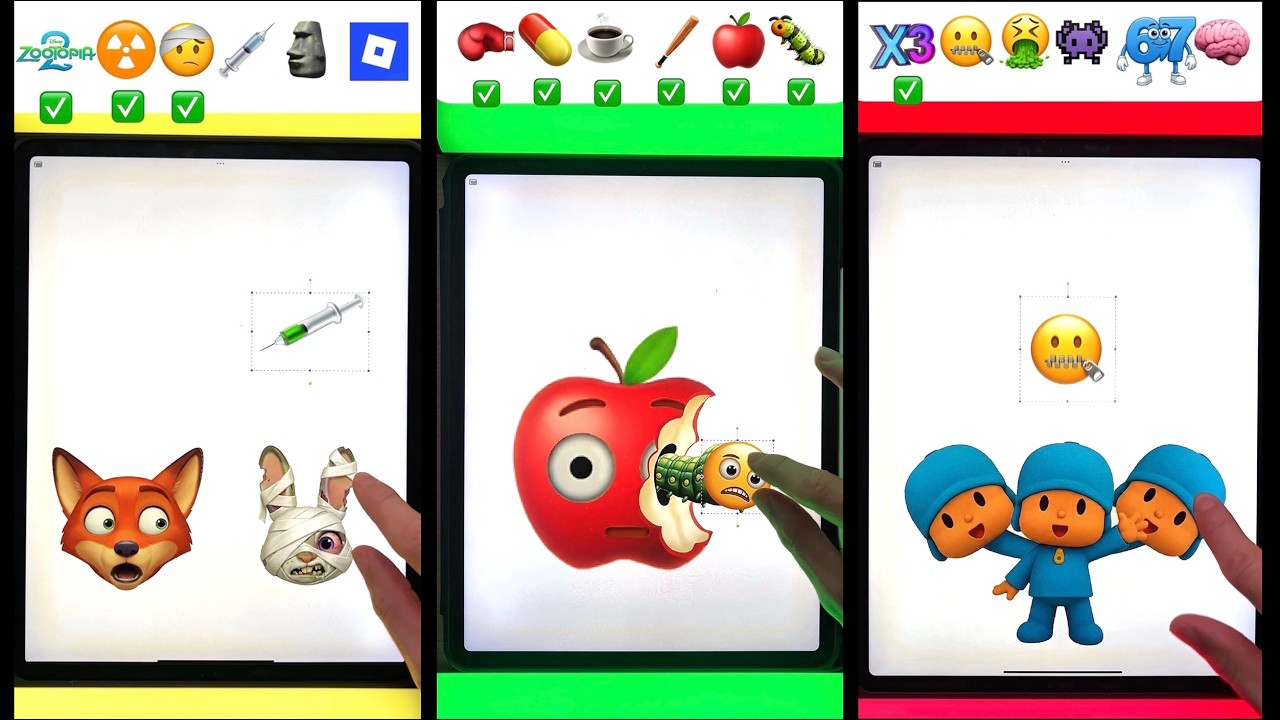Compilation: I play with Random Emojis and Pocoyo Zootopia and other
