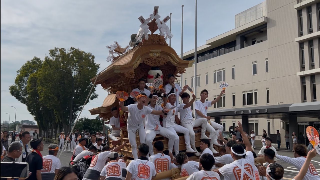 令和七年　南河内だんじり祭り　富田林市　南別井　大太鼓新調お披露目曳行　河南町役場前　でんでん