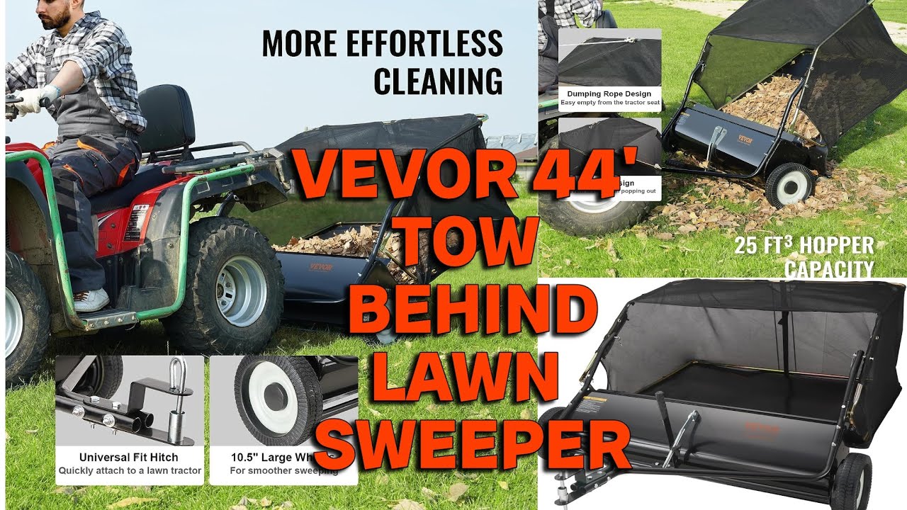 Vevor 44' Tow Behind Lawn Sweeper Unboxing & Review