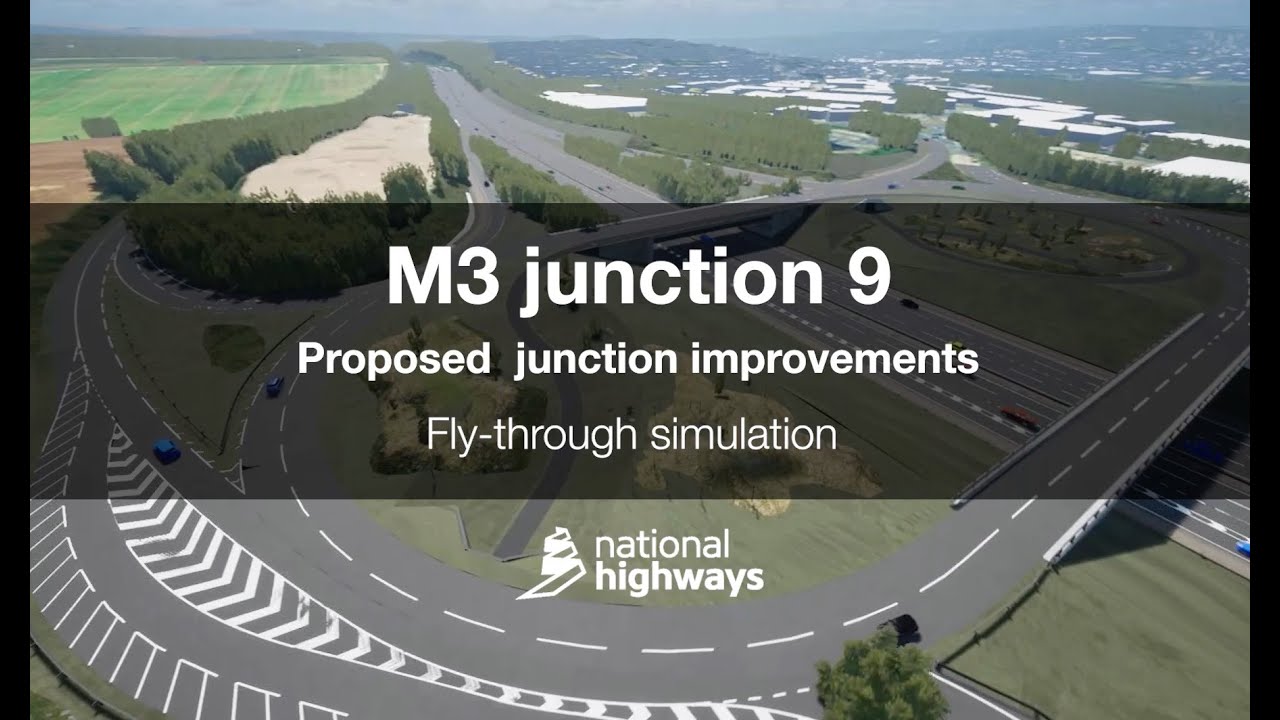 M3 Junction 9 Improvement – Official National Highways Fly‑Through | Full Future Layout Explained