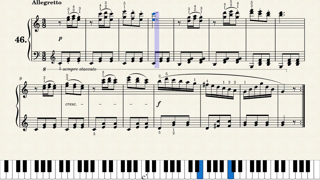 체르니 초급 연습 100곡 No.46 | Czerny Op.599 No.46 (Practical Exercises For Beginners)