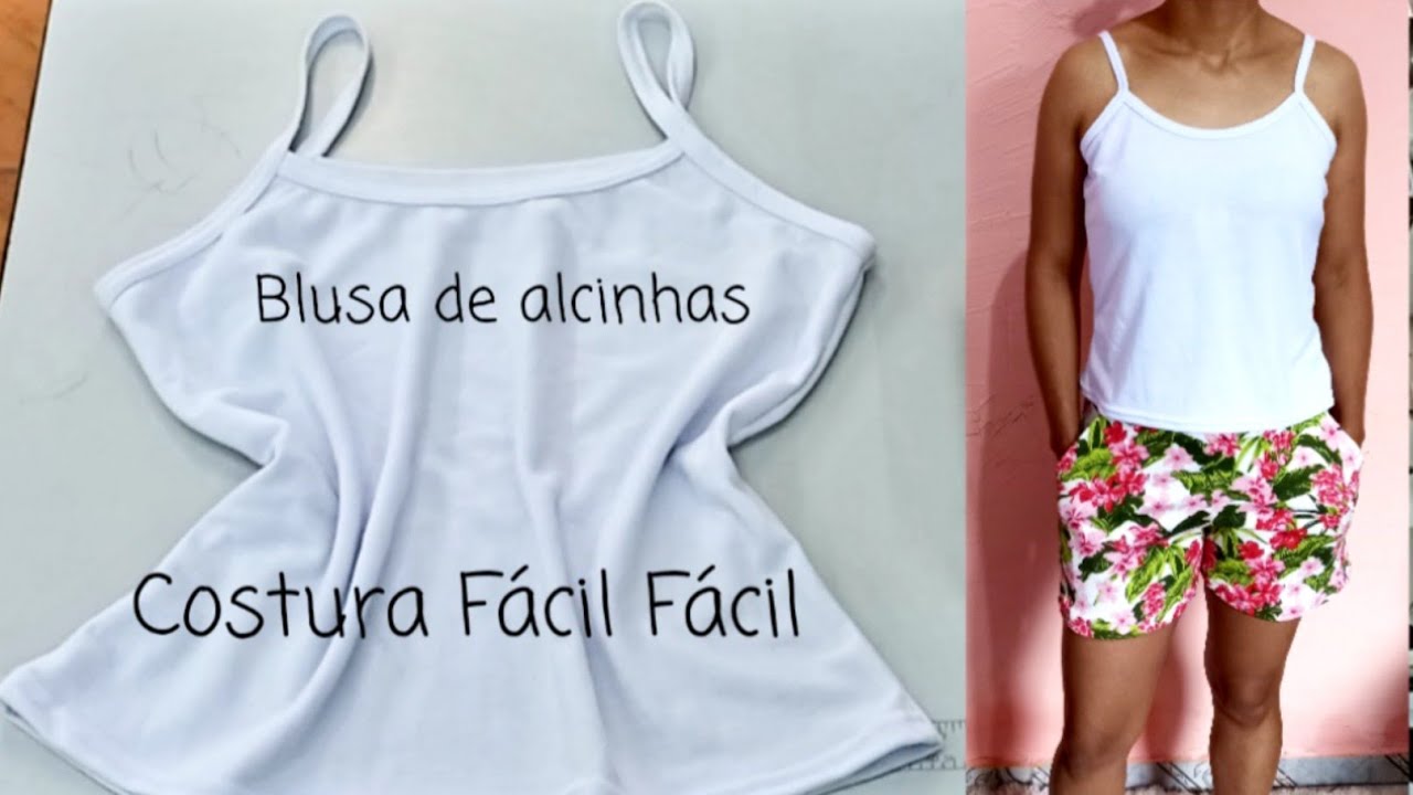 Como fazer blusa de alcinhas Regata feminina com alcinhas