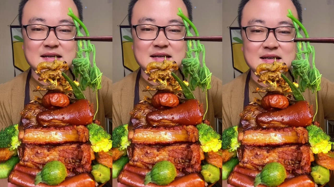 Satisfying Rural ASMR Eating Braised Pork Ribs and Tender Pork Belly