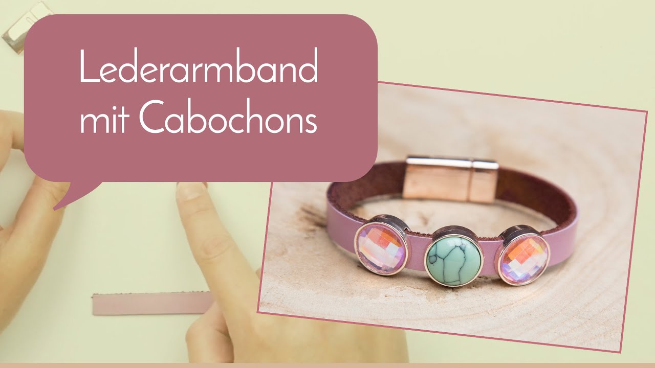 Schmuck machen mit Perlenladen Online - Lederarmband mit Klebesteinen machen