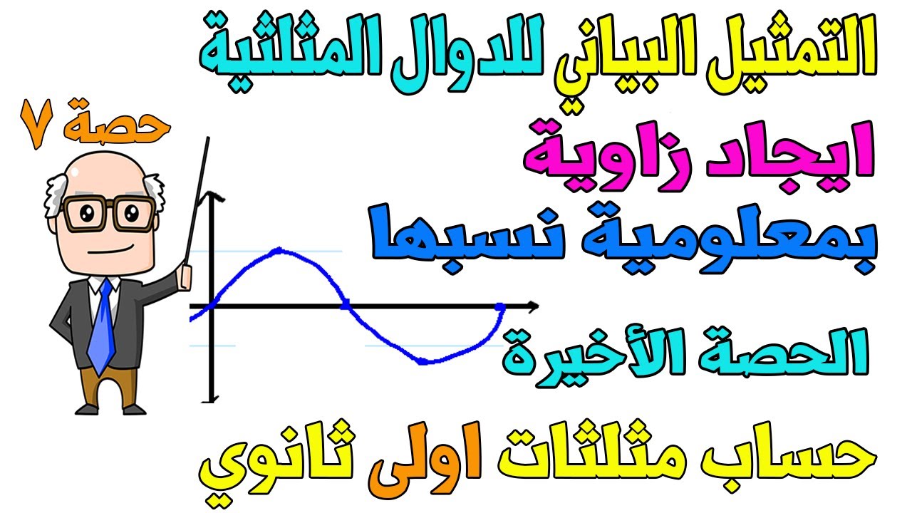 التمثيل البياني للدوال المثلثية + ايجاد زاوية الدرس الاخير حساب مثلثات للصف الاول الثانوي ترم اول ح7