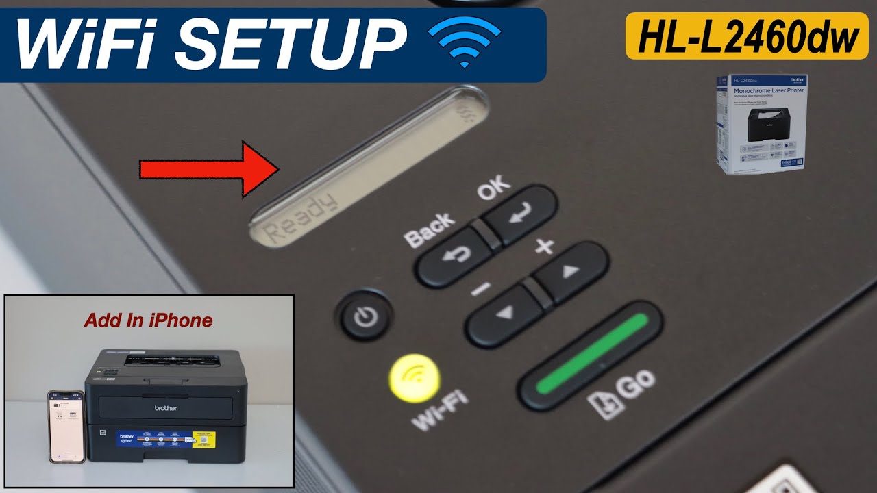 Brother HL-L2460DW WiFi Setup, Connect To Wireless Network Using Display Panel & Add In The iPhone.