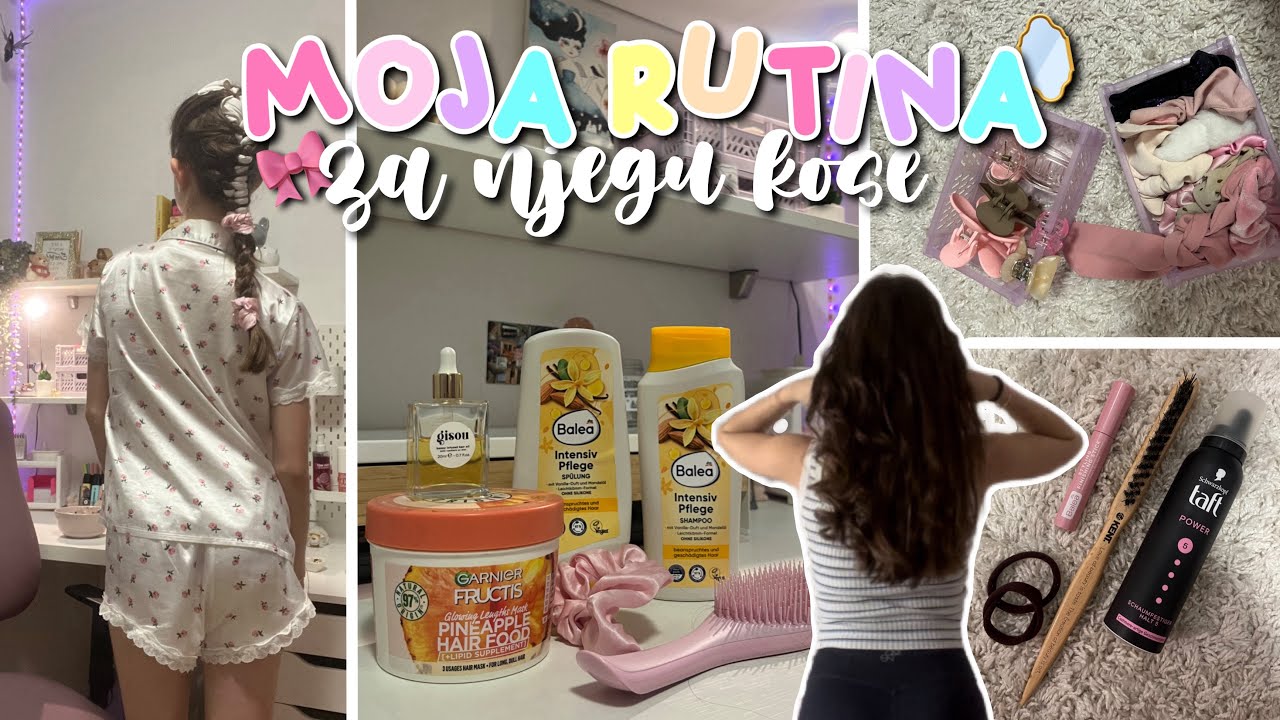Moja rutina za njegu kose 🎀🛀🫧 | heatless curls, zalizivanje kose…