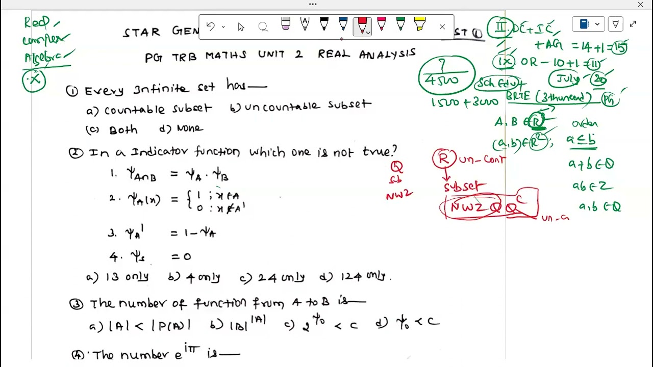 UG TRB MATHS  UNIT IX REAL ANALYSIS  TEST NO-1 DISCUSSIONS