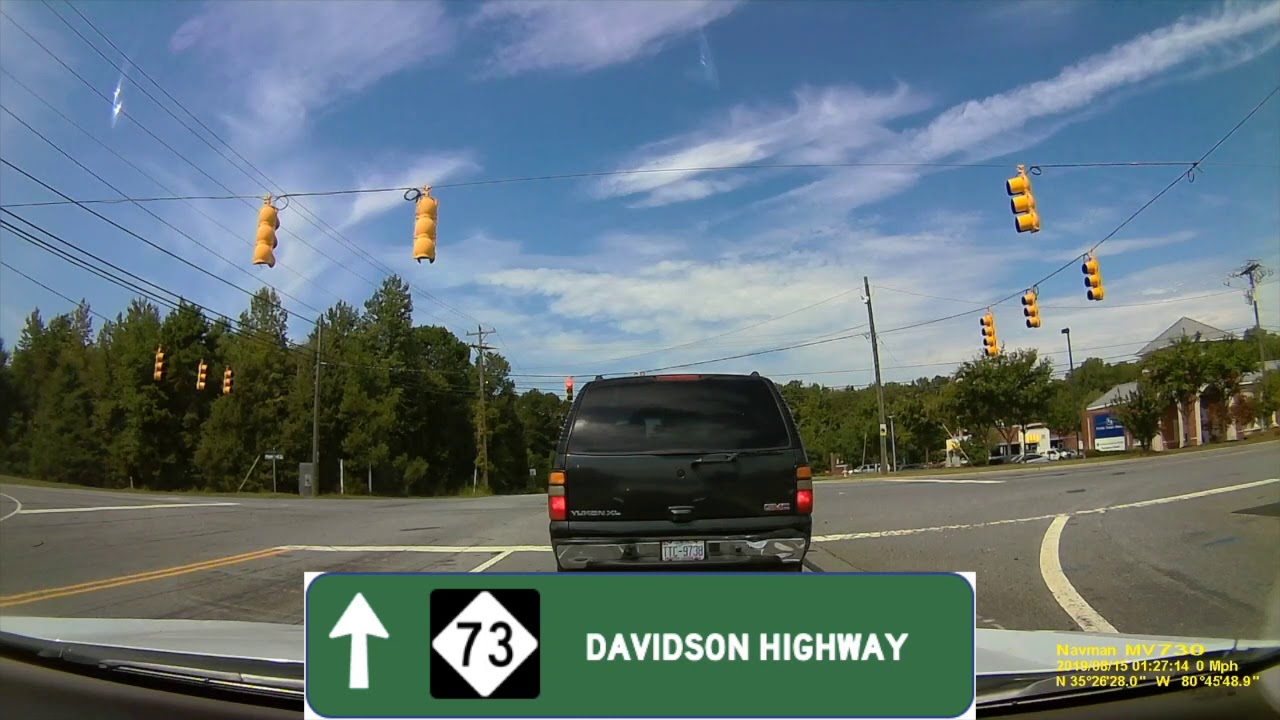 Concord to Davidson, NC Drive via I-85 and NC-73
