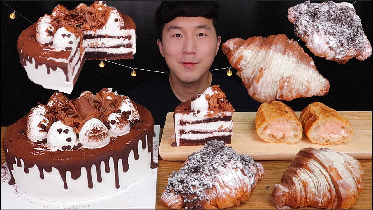 [SUB]뭐지?! 크루아상 맛집인데 크루아상보다 케이크가 더 맛있네?!😋😋(Chocolate Cream Cake, Cream Croissant)#MUKBANG