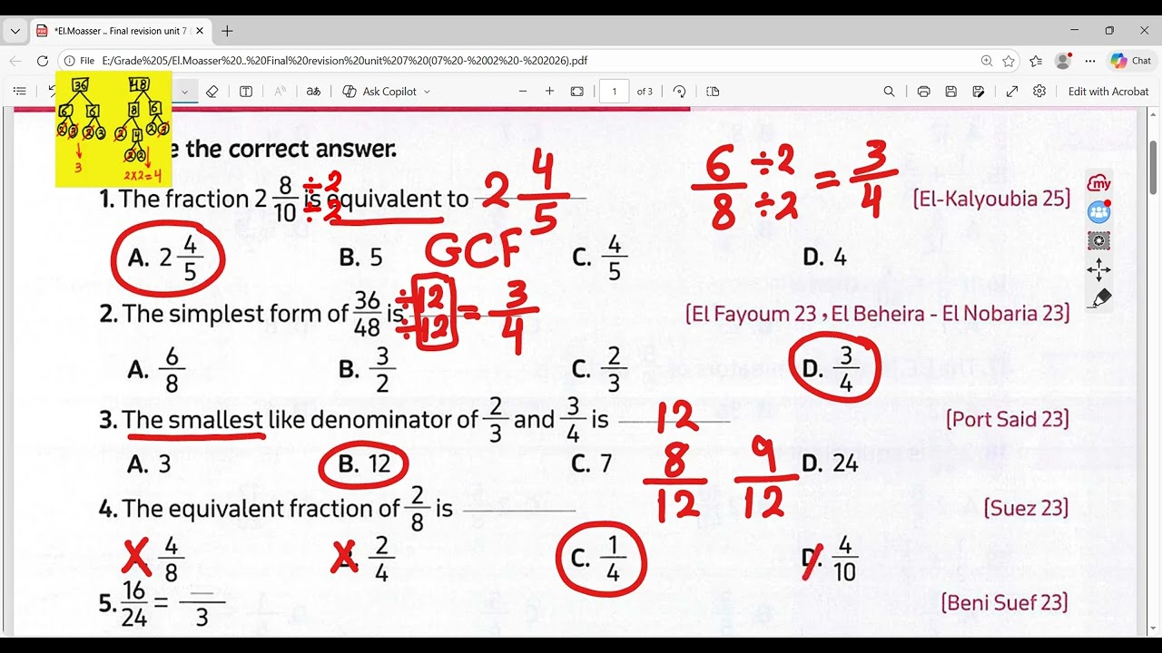 Grade 5 - Final Revision on Unit 7