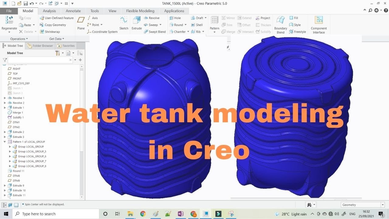 Creo modeling tutorial | Water tank modeling in Creo