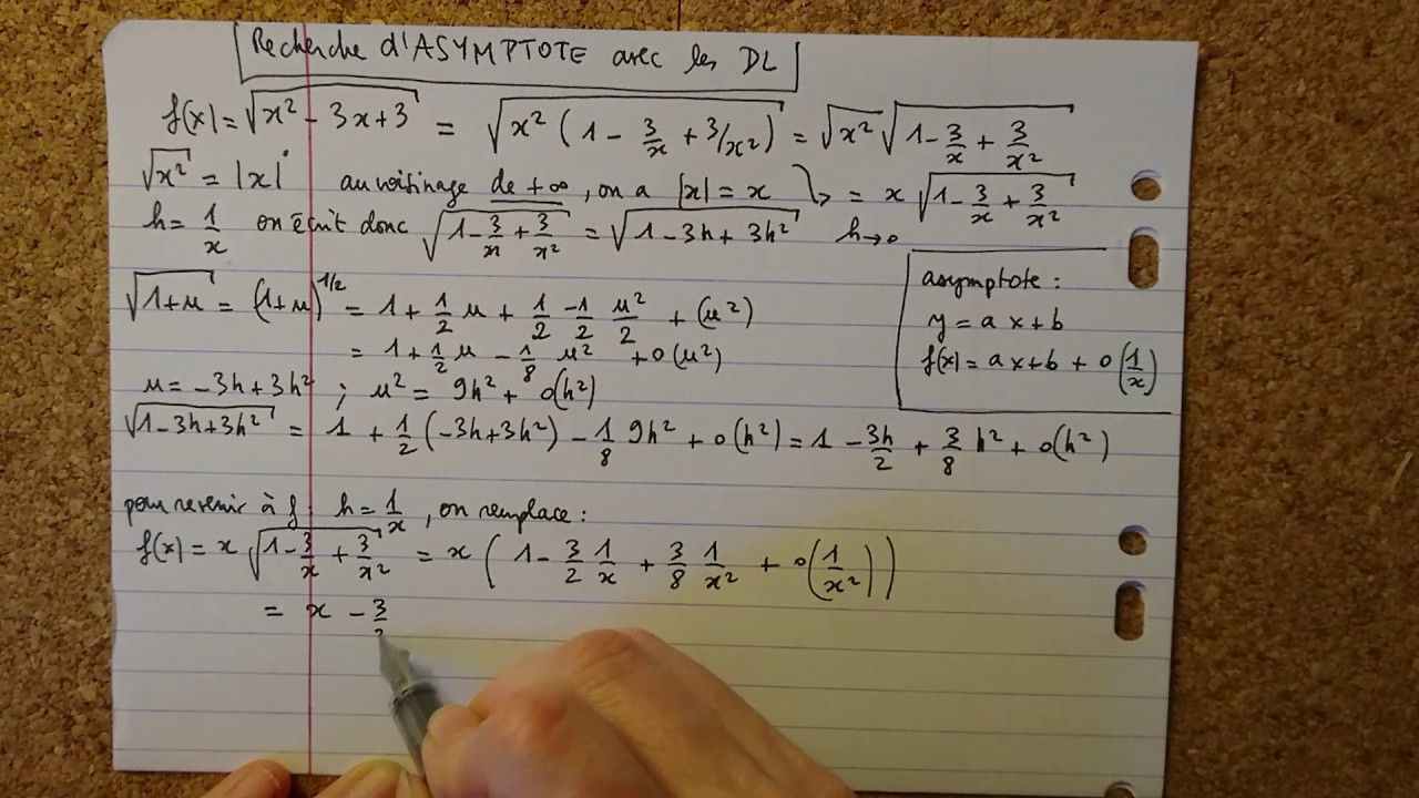 Calcul d'asymptote et position avec un DL - L1 Analyse Fonctions et Développements limités