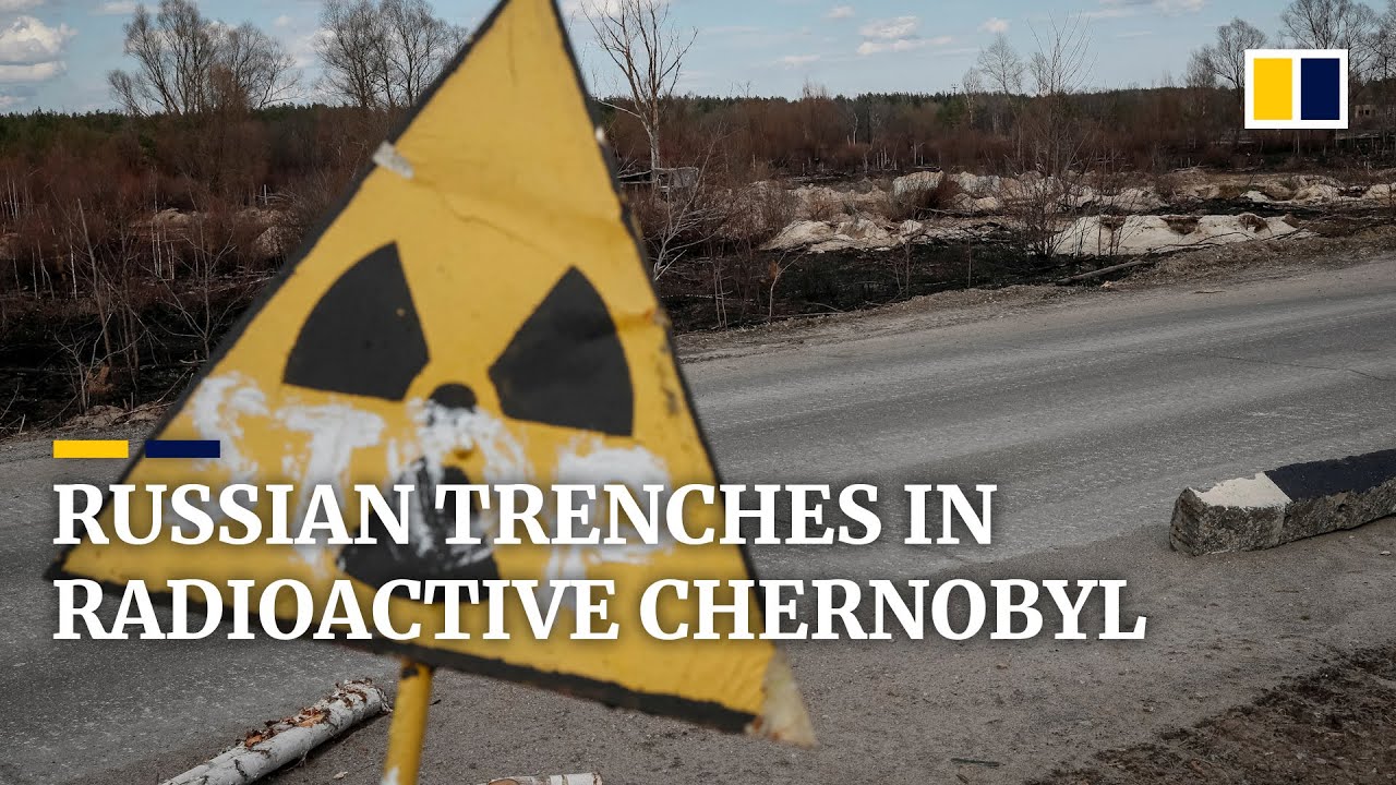 Russian soldiers built defences in Chernobyl radioactive area, apparently shown by Ukrainian drone
