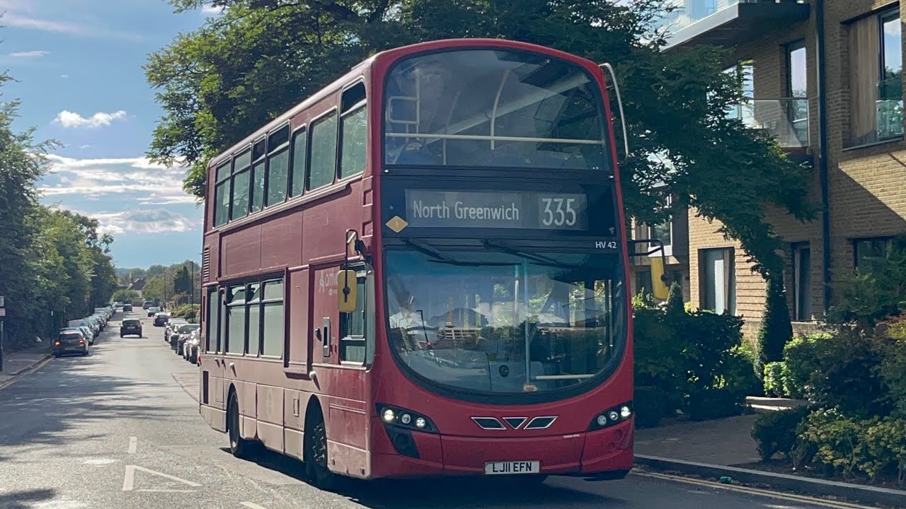 Full Route Visual. Route 335: North Greenwich - Kidbrooke | Gemini 2 HV42 LJ11 EFN