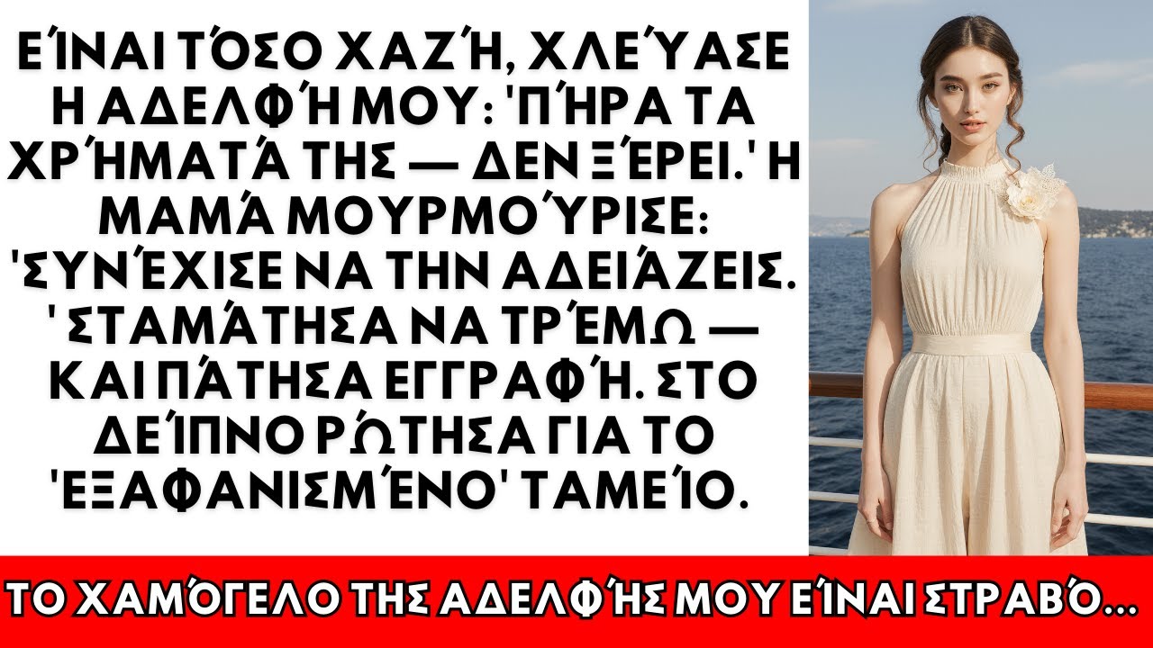 «Είναι τόσο χαζή! Πήρα τα λεφτά της κι ούτε το ξέρει.» είπε η αδελφή μου — έγινα αδίστακτη.