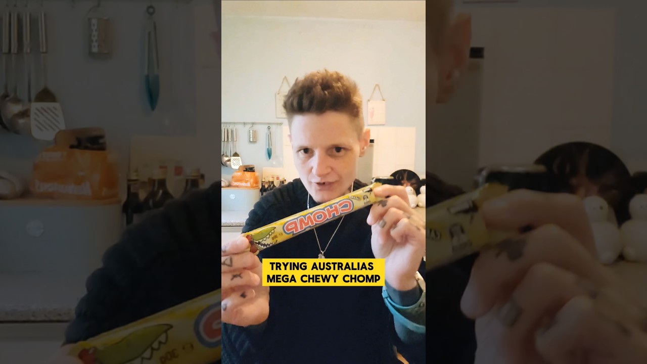 Trying Australias Mega Chewy Chomp 🇦🇺 #shorts
