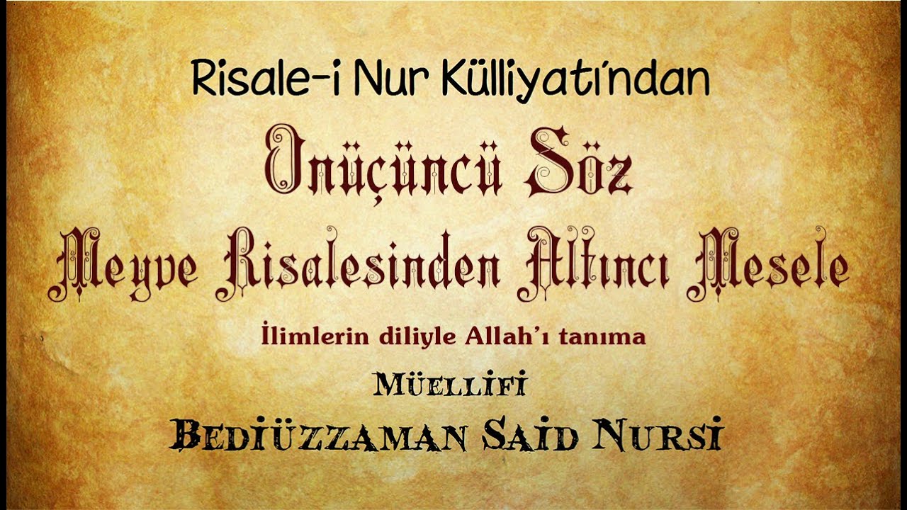 Risale-i Nur Külliyatı/Sözler/Onüçüncü Söz - Meyve Risalesinden Altıncı Mesele (4/5)