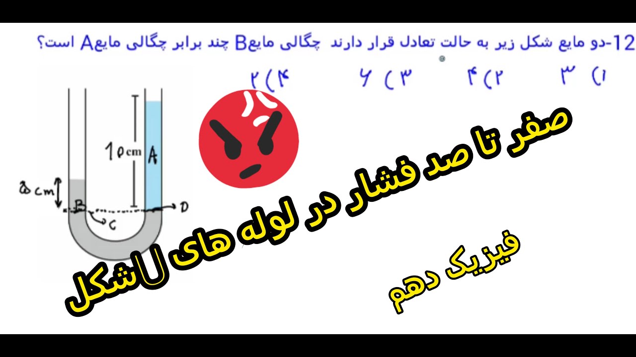 فیزیک دهم / فشار در لوله های یو شکل
