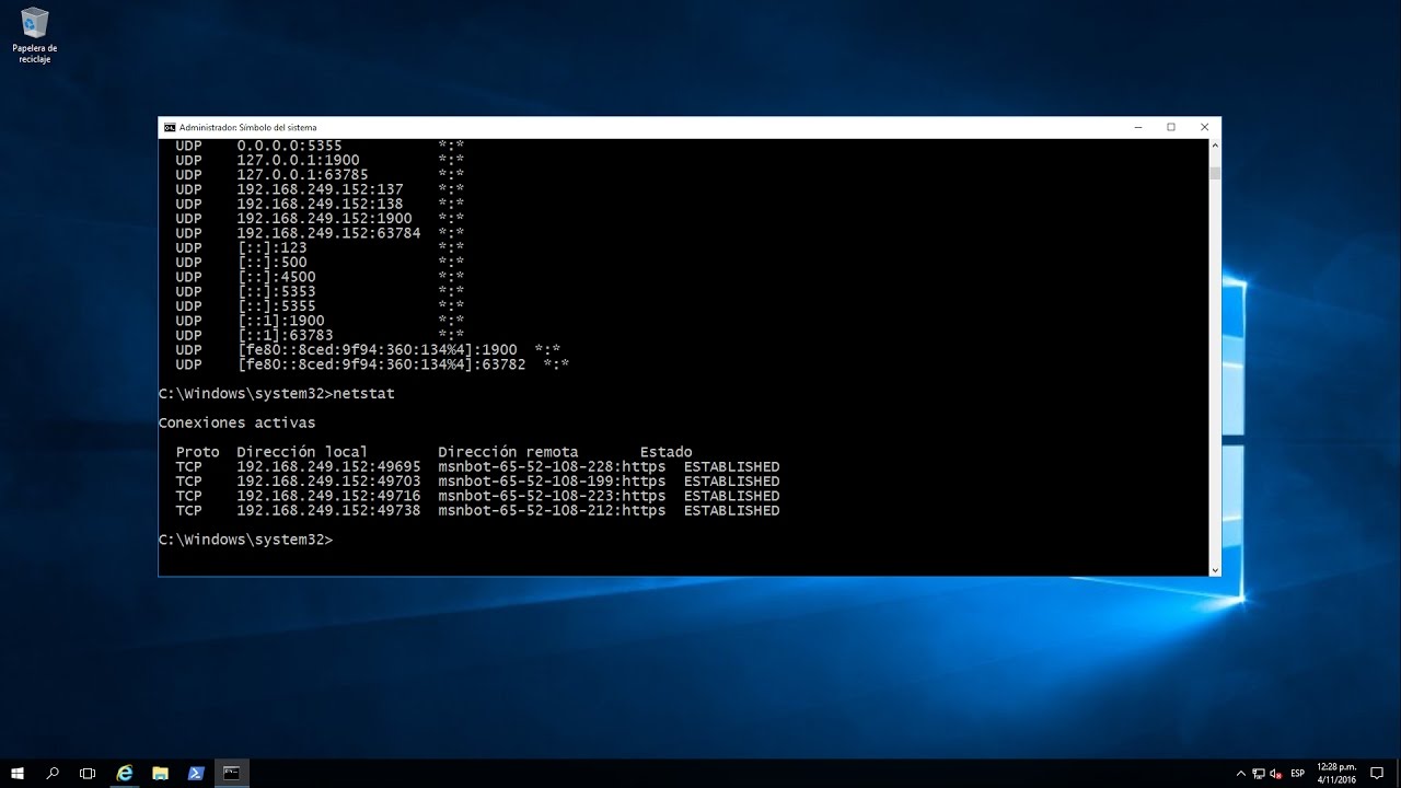 Como utilizar NETSTAT para listar puertos abiertos en Windows
