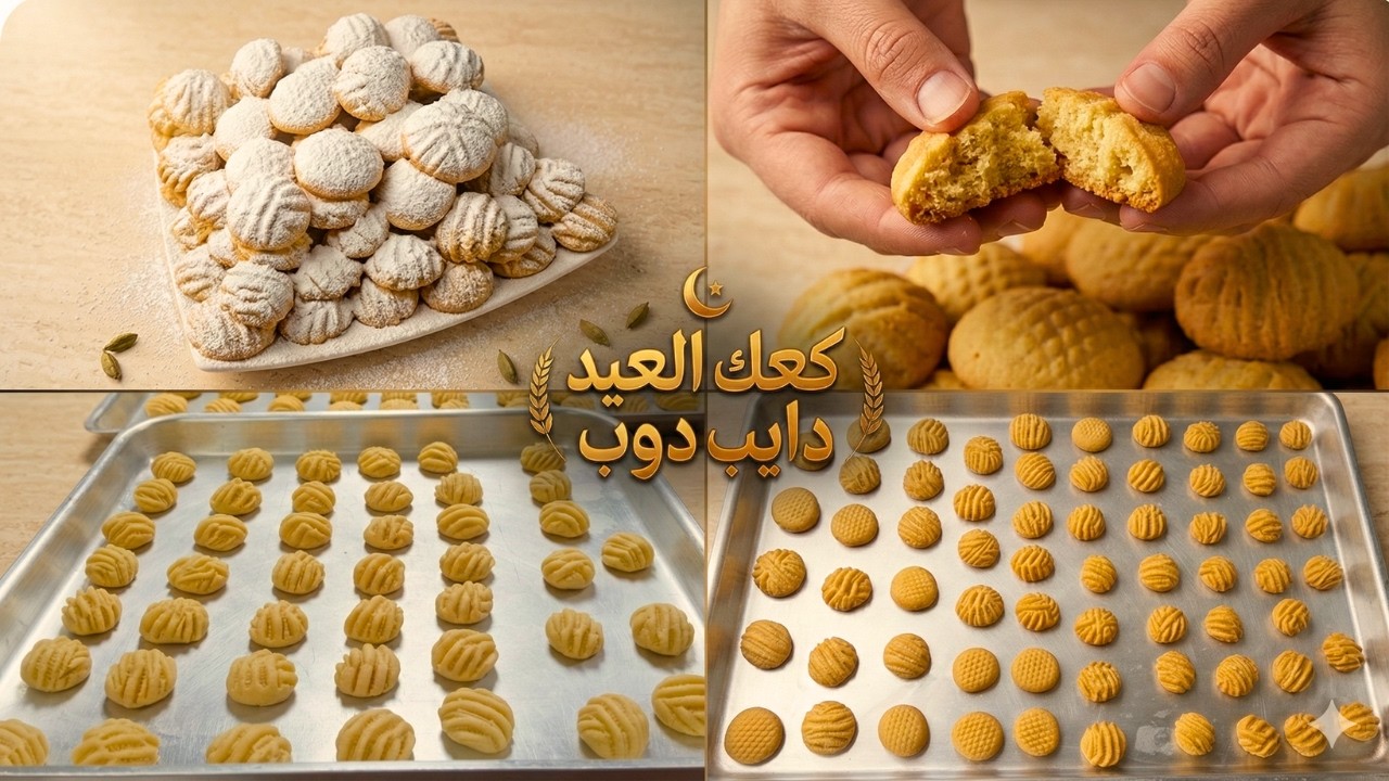 كحك العيد الناعم بنقشة جديدة 🔥 انسي كحك المحلات واعمليه في البيت دايب دوب 😋