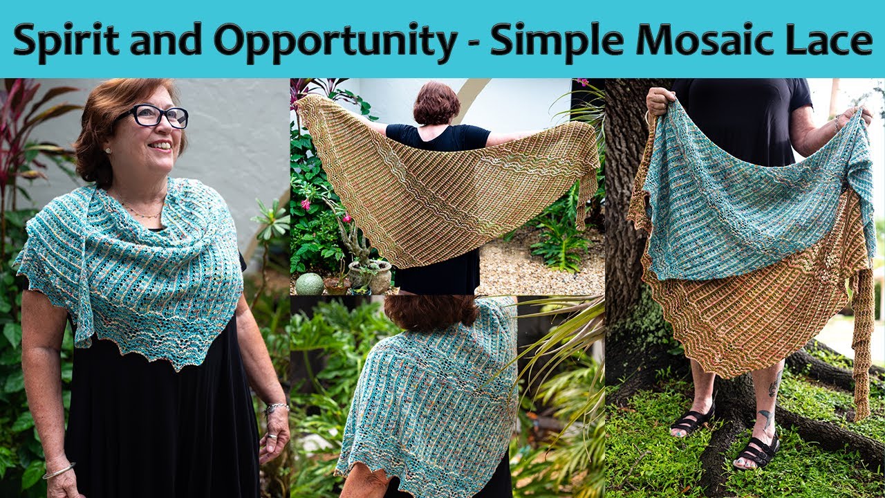 Spirit and Opportunity Slip Stitch Colorwork and Lace Shawl Knitting Pattern