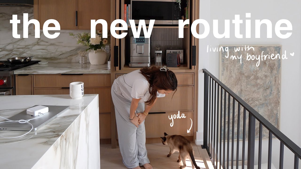 my new routine... (living with a man + a cat)