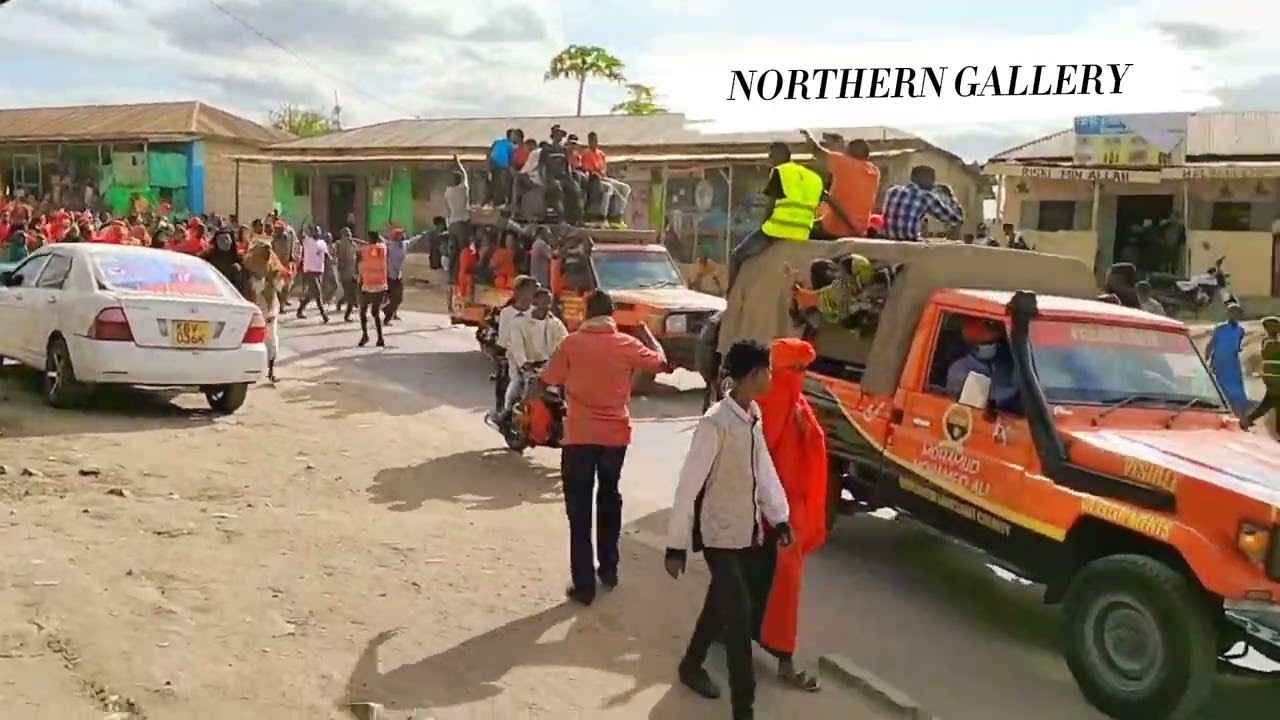Governor kayo walking the streets of Moyale with his people.